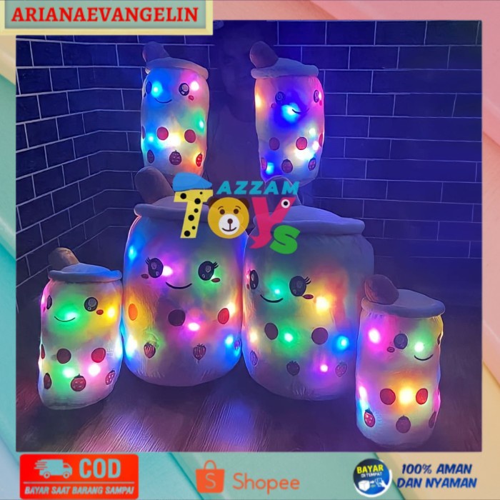 TERBARU Boneka Boba Rainbow LED Boneka Boba warna warni - Ukuran Sedang