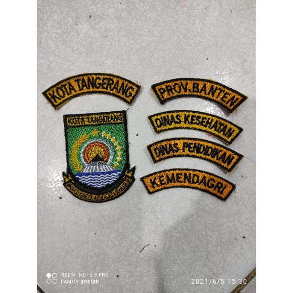 satu set logo patch, emblem bordir KOTA TANGERANG