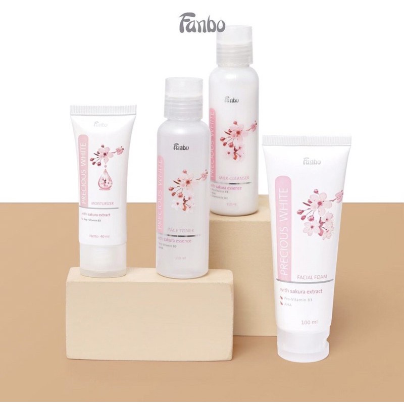 Fanbo Precious White With Sakura Extract Series (Milk Cleanser/Facial Foam/White Moisturizer)