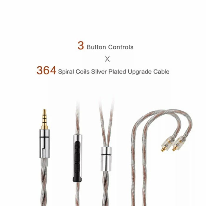 JCALLY JC20 with Mic Bold Spiral Foil 364 Cores Upgrade Cable Silver