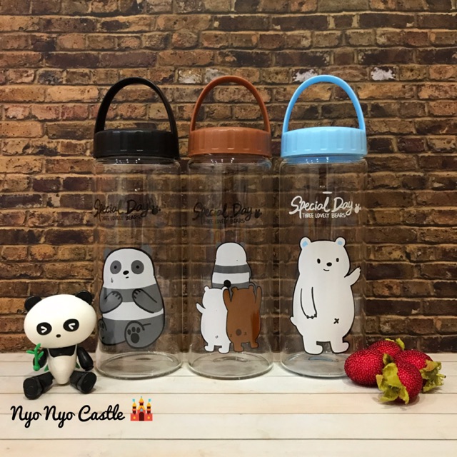 Botol Minum Kaca We Bare Bears Edition 🐻🐼