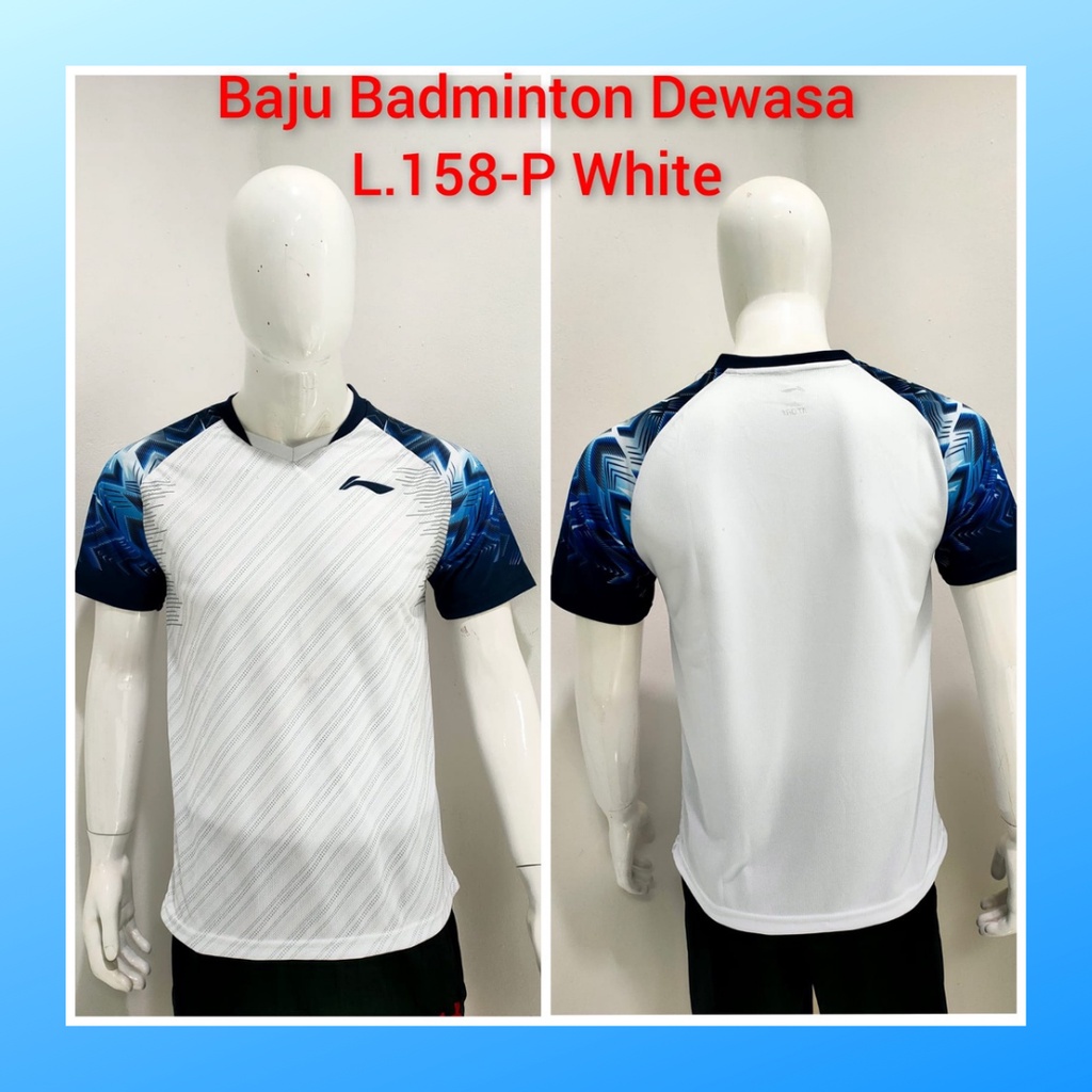 Kaos bulutangkis pria baju badminton atasan jersy wanita dewasa t-shirt outfit seragam kostum jersey olahraga casual suit pakaian jarsey oblong apparel sports jersi sudirman thomas uber cup bulu tangkis L158 putih polos