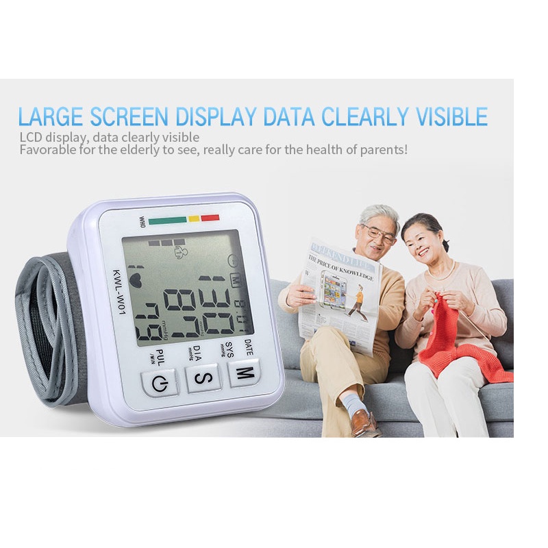 YUN-Mall  Tensi Digital Alat Pengukur Tekanan Darah Tensimeter Digital Sphygmomanometer Elektronik Tipe Pergelangan Tangan Tensimeter Digital Alat Cek Pengukur Tekanan Tensi Darah Otomatis Blood Pressure Monitor