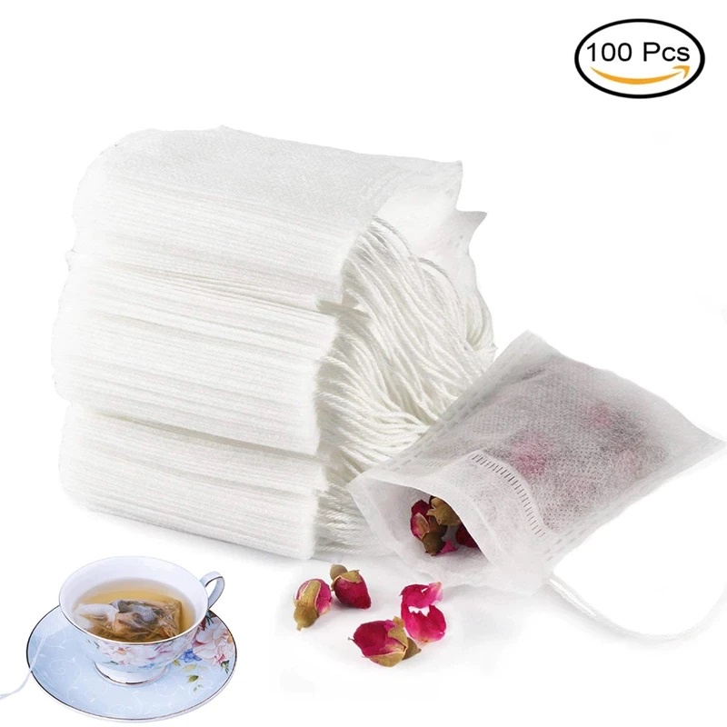 Kantong Saringan Teh Celup kosong Teabags Kantong Saringan Rempah Kopi Herbal Disposable Tea Filter Bags - 1 bungkus ( 100 pcs )