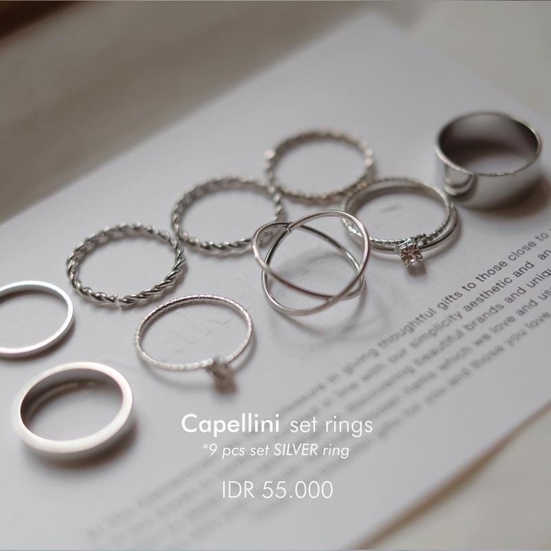 Ark.co - Capellini set rings (gold &amp; silver) cincin tumpuk stack minimalis simpel