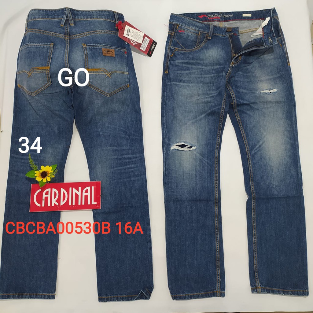 bb G 34 CARDINAL CBCBA Celana Panjang Jeans Reguler Fit Slim Fit Straight Slim Bawahan Laki-Laki