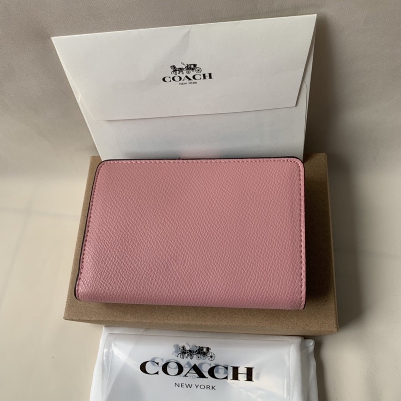 Coach Medium Corner Zip Wallet In Signature Soft Pink