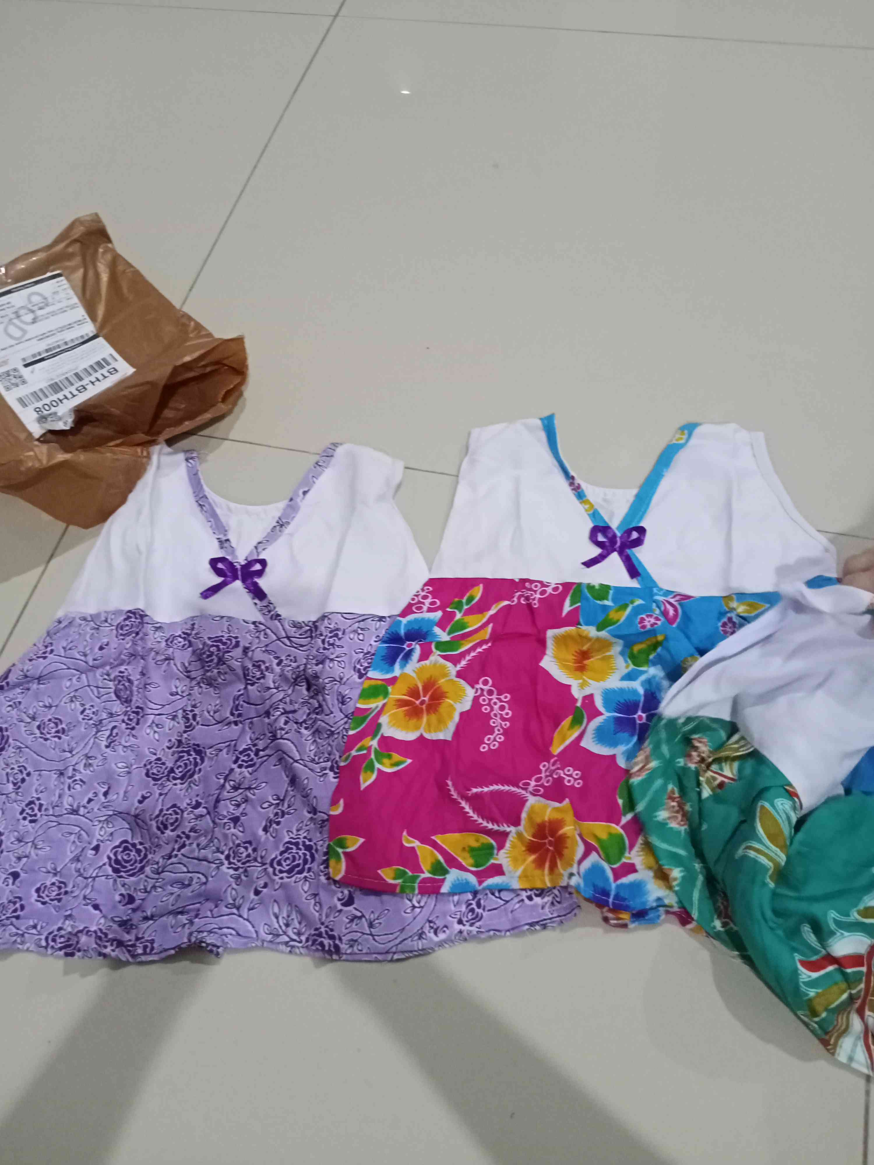 Daster Batik Anak Pita Putih,atasan Anak Tanpa Lengan,grosir Baju Batik Anak Murah