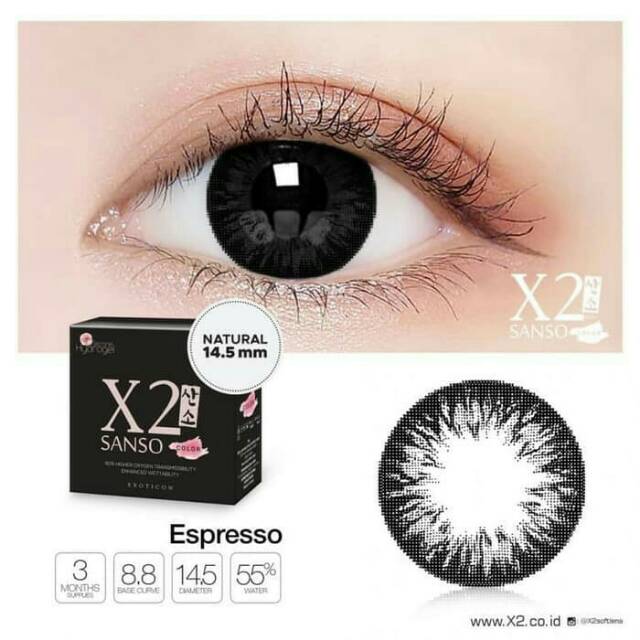 softlens warna x2 sanso color black series kadar air tinggi silicone hydrogel bisa mata sensitif