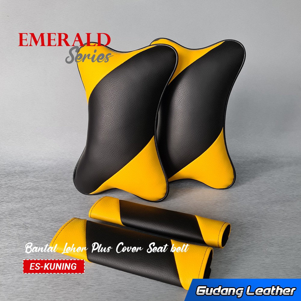 Bantal Mobil Kulit Sintetis PLUS Cover Seat Belt - Emerald Series