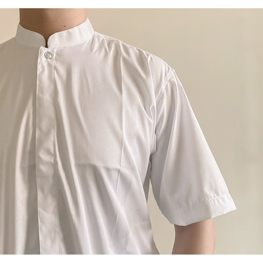 Kemeja Koko Motif Tenun - Putih 21011