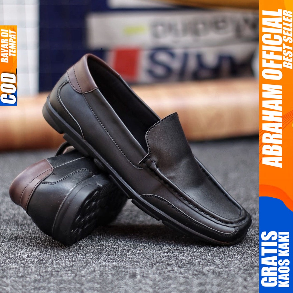 Abraham Drain - Sepatu Formal Pria Pantofel Hitam