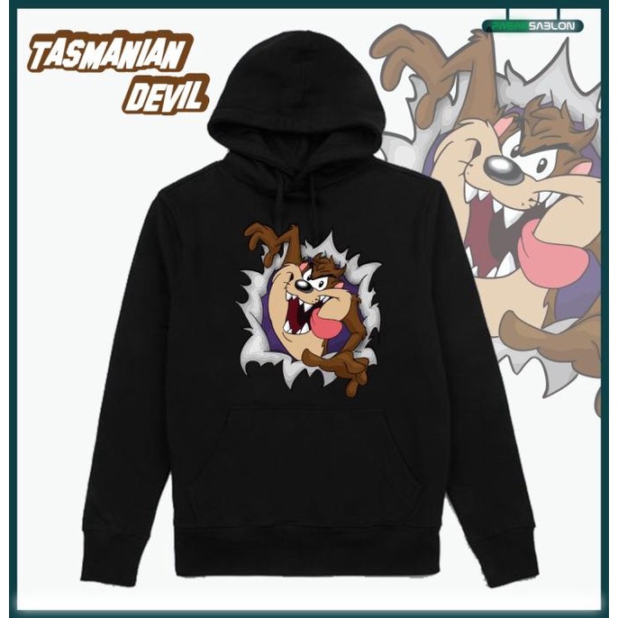 Sweater Tazmania Tasmanian Devil Space Jam Jaket Hoodie Distro Pria Wanita Jumper Fleece Sweatshirt 