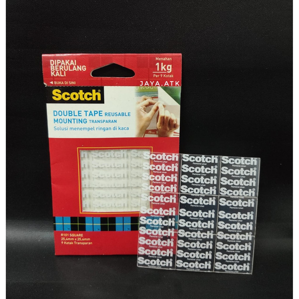 SOLASI DOUBLE TAPE MOUNTING TRANSPARANT 3M SCOTCH R101 KOTAK BENING REUSABLE BISA BERKALI KALI