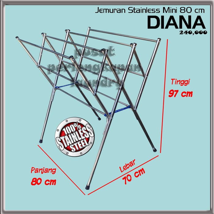 Jemuran Baju dan Handuk Stainless Steel KECIL 80cm DIANA