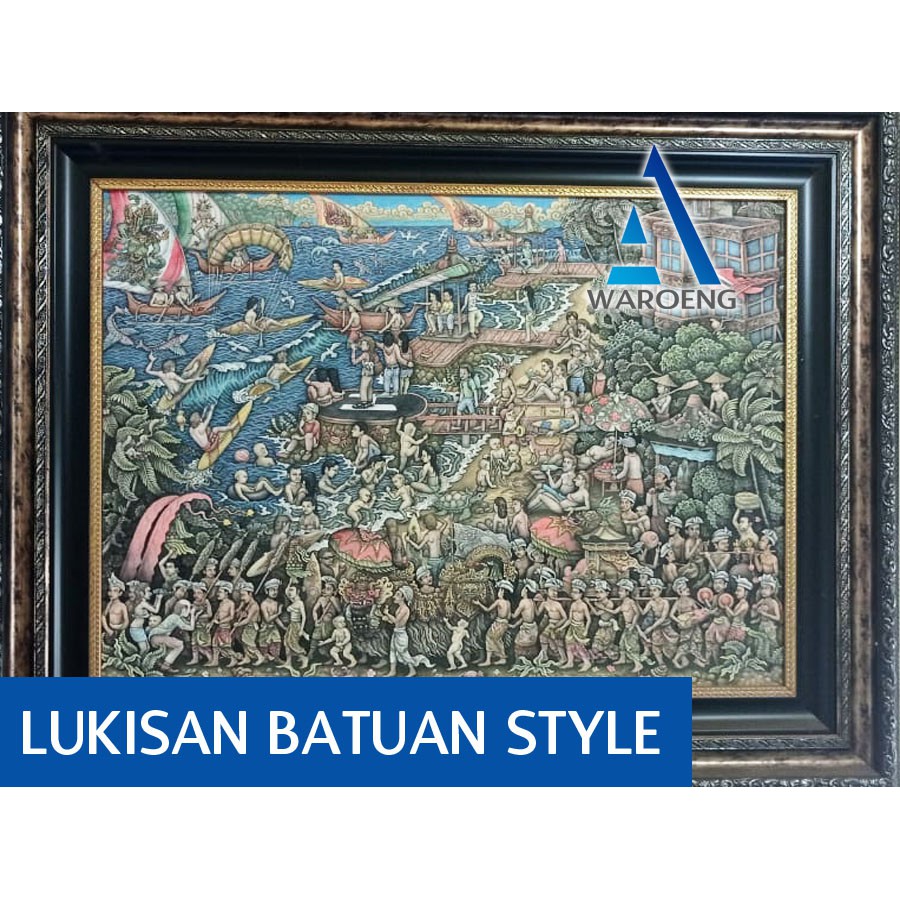 Lukisan Pemandangan Bali Asli Batuan Style [ORI] Bukan Print