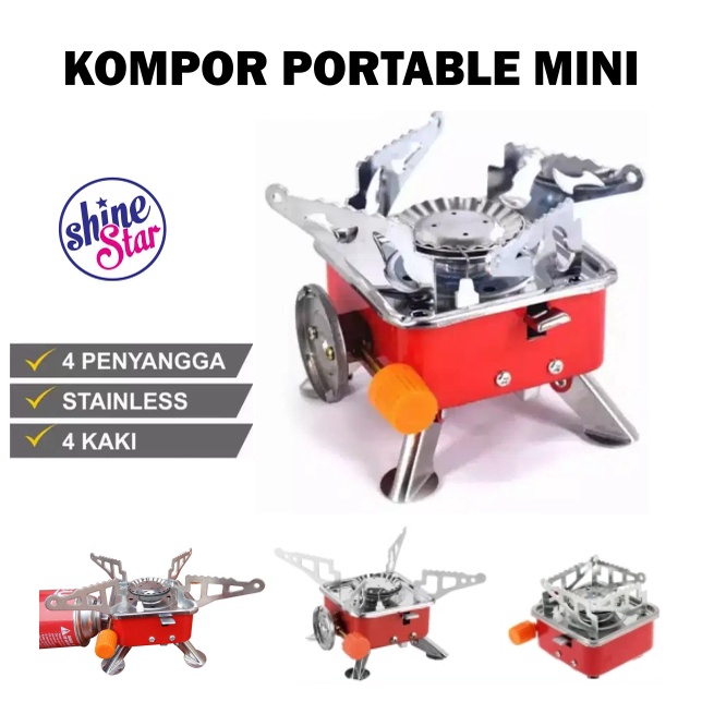 SHINE STAR - Gratis 1pcs Tabung Gas HI COOK - Kompor Camping Gas Kovar Portable Mini Model Kotak KECIL