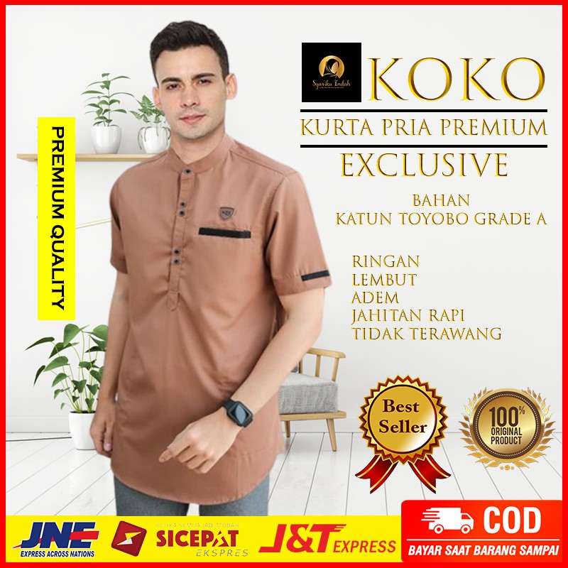 Baju Koko Pria Dewasa Kokoh syubbanul muslimin koko azzahir koko baju kurta hitam putih Modern cowok