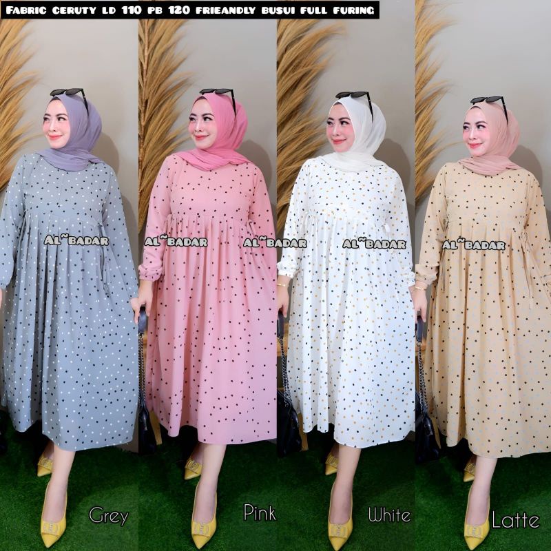 BISA[ COD] MIDI DRESS MOTIF POLKADOT / MIDI DRESS MODEL TER BARU/ DRESS MIDI POLKADOT