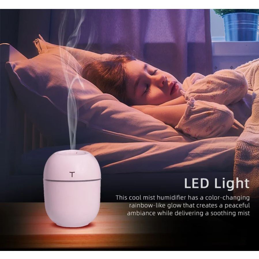 Humidifier Purifier Portable (T MODEL)  Pelembab Udara with LED Light Warna/ Diffuser Mini Portable-4