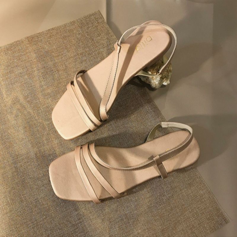  Sandal  Tali  Wanita Tanpa Hak Warna Rosegold Salem Formal 