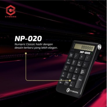 Keyboard numeric cyborg wired usb lcd display calculator 2in1 on off np-020 np020 - keypad angka