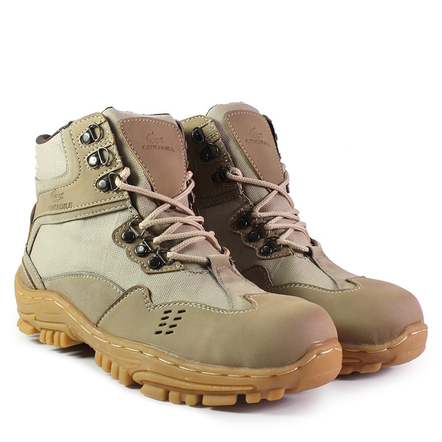 SM88 - Sepatu Pria Crocodile Indicator Sleting Cream Boots Safety Cowo Outdoor Septi Bots Kekinian