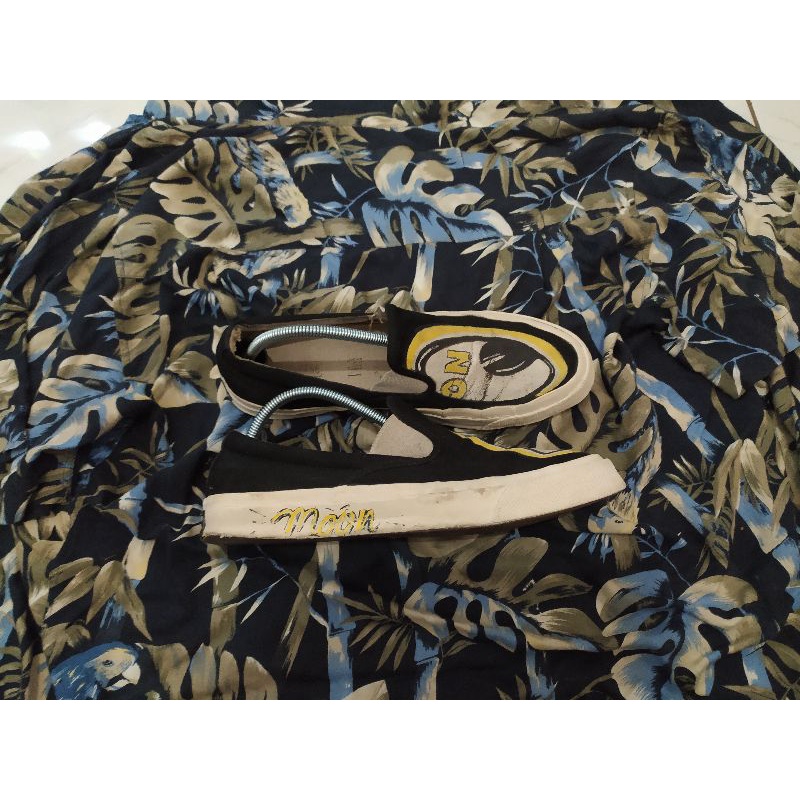 Converse Deck Star 67 Slip On Black White Custom Moon Eyes Second Original