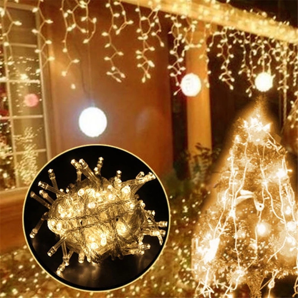 Lampu Gorden LED Tumblr Natal Lampu 5 Meter 300LED 220V Anti Air Lampu kawat Korden dekorasi Pernikahan RAYWAY Lampu Gorden Dekorasi Icicle String Fairy Light 5M - 300L 5M Christmas Garland LED Curtain Icicle String Lights Droop Garden Outdoor