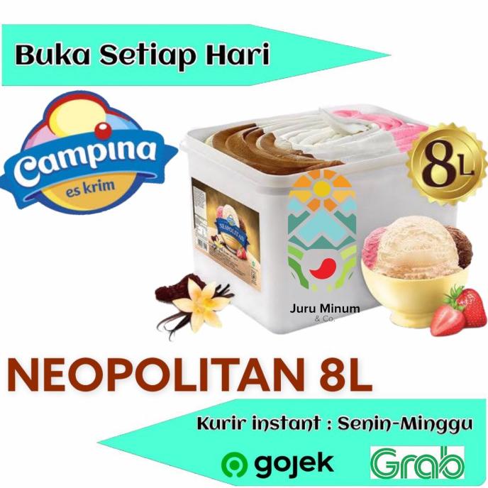 

CAMPINA ICE CREAM 8L NEAPOLITAN 8 LITER ES KRIM EMBER NEOPOLITAN 3RASA