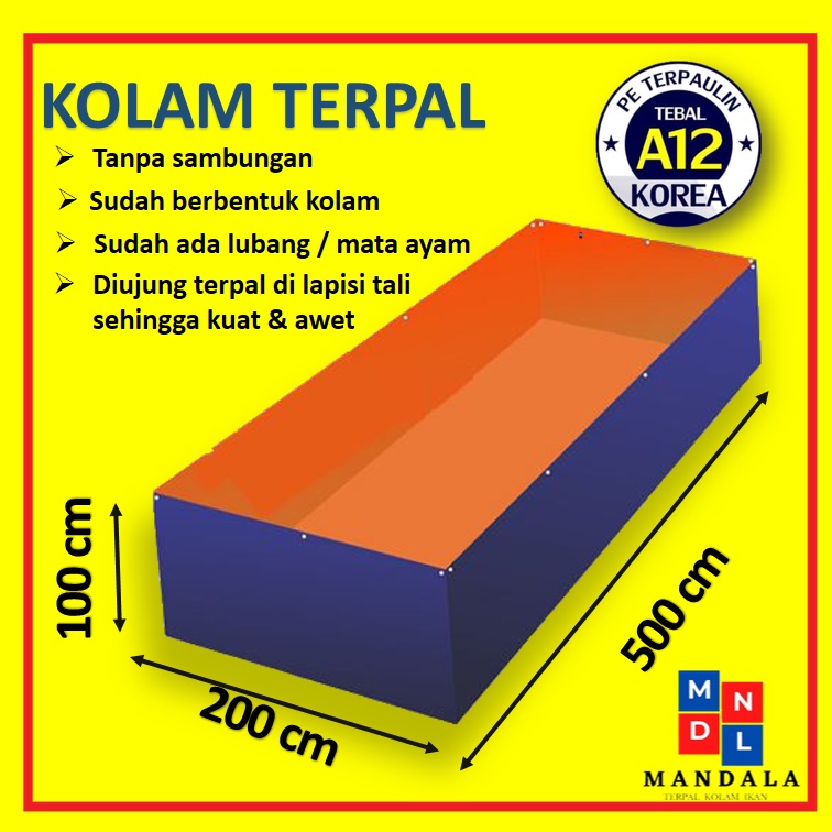 TERPAL KOLAM IKAN A12 200x500x100 Korea  (READY STOCK) Kolam Terpal Ikan Kotak  2x5x1  500x200x100  