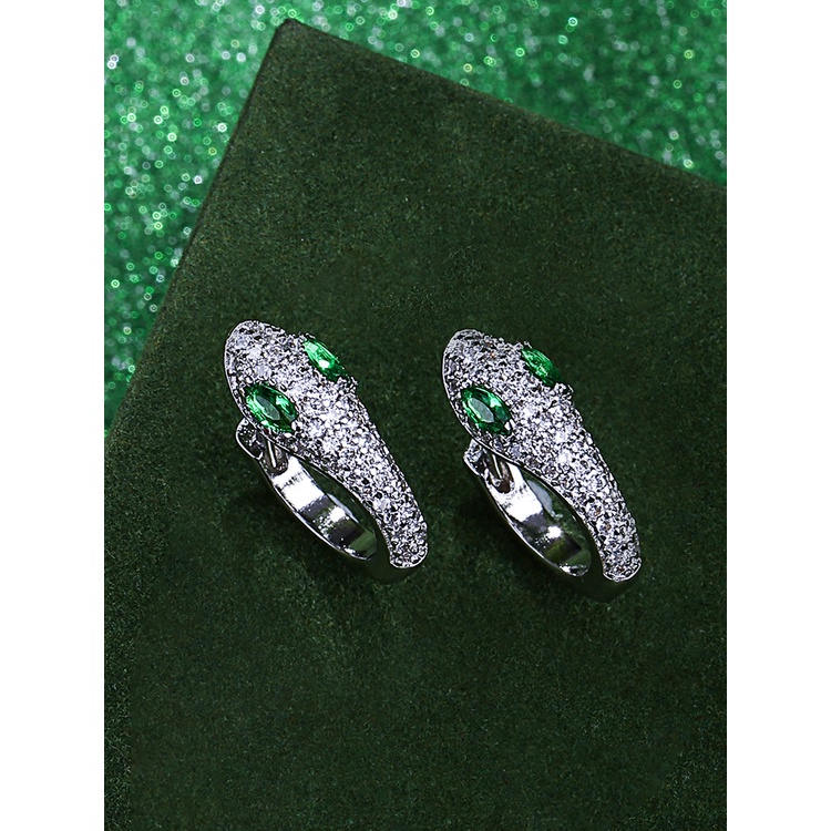 Anting Bentuk Bulat Motif Ular Bahan Stainless Steel Untuk Wanita