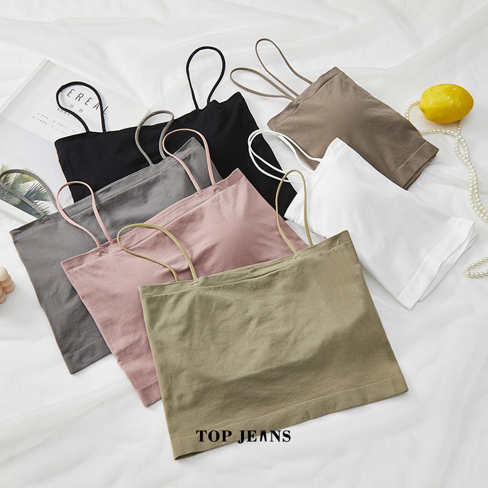 Tank Top Crop Tali Basic Tanpa Lengan Pakaian Dalam Polos Wanita / Sleeveless Crop Tengtop Wanita Fa