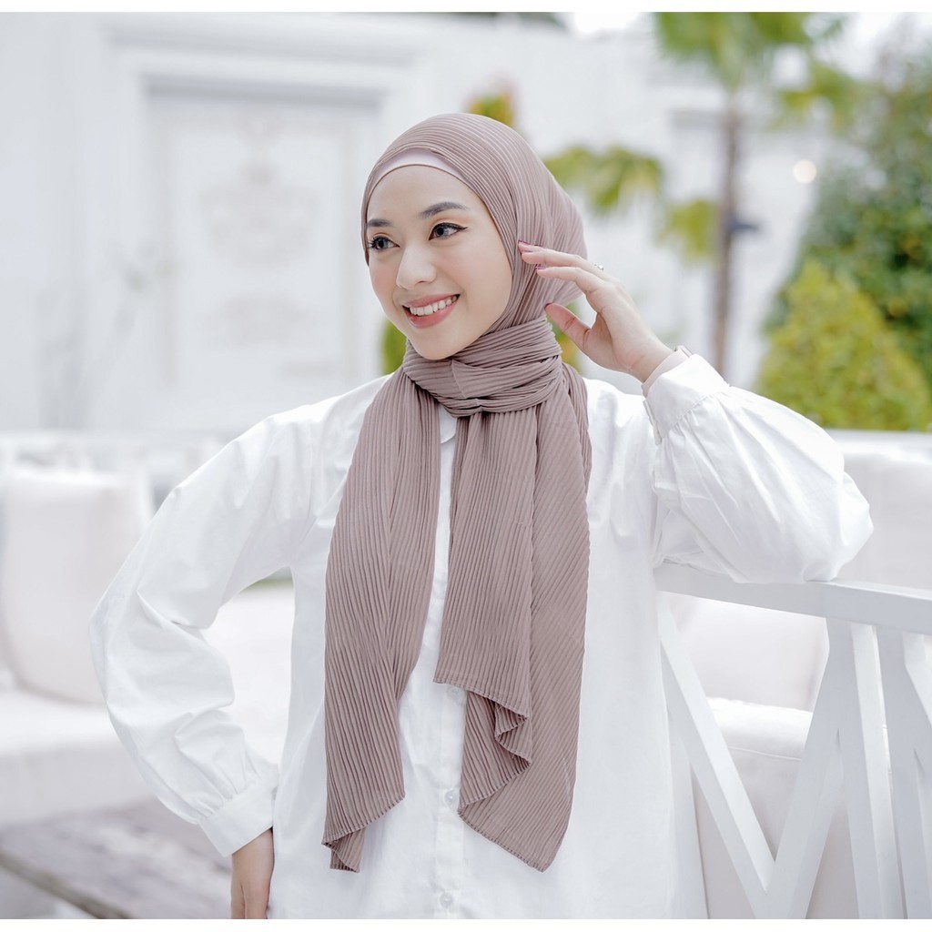 Hijab Pashmina Ceruty Baby Doll Full Plisket Lidi 180x80cm // Hijab Pashmina Shawl // Pashmina Murah-5