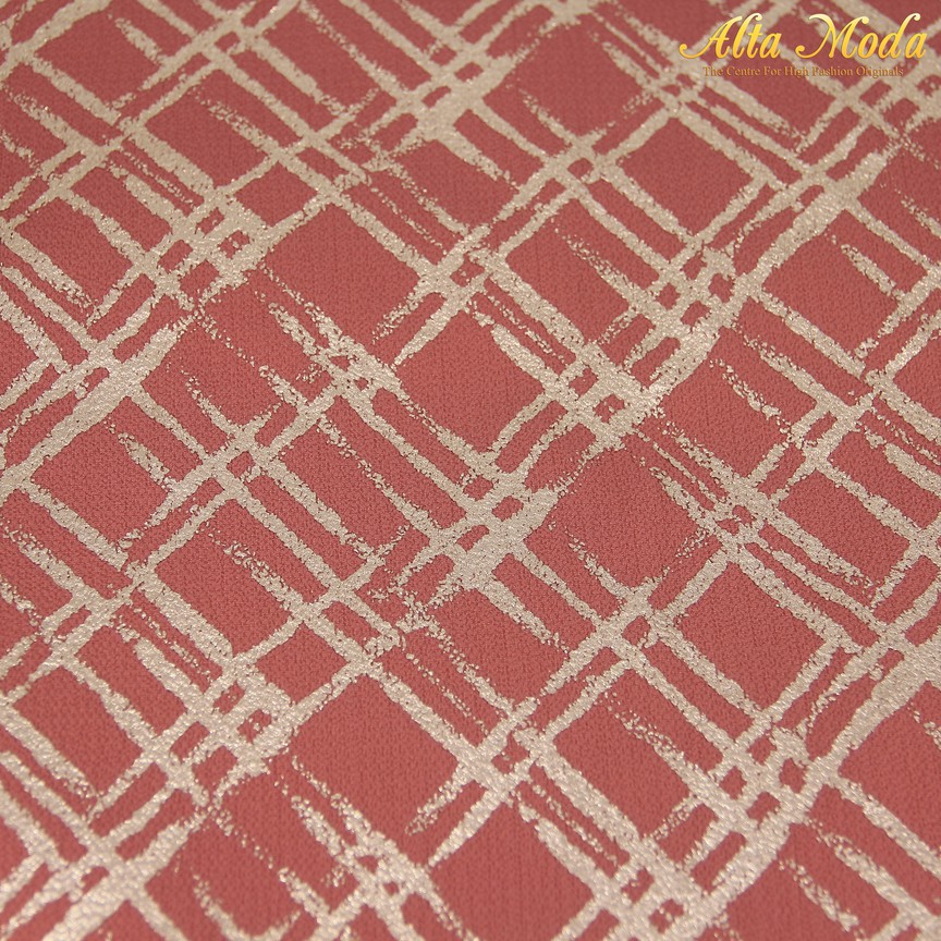 

Alta Moda Bubble Crepe Soft Pink Motif Lurex Stripe Square (1M)