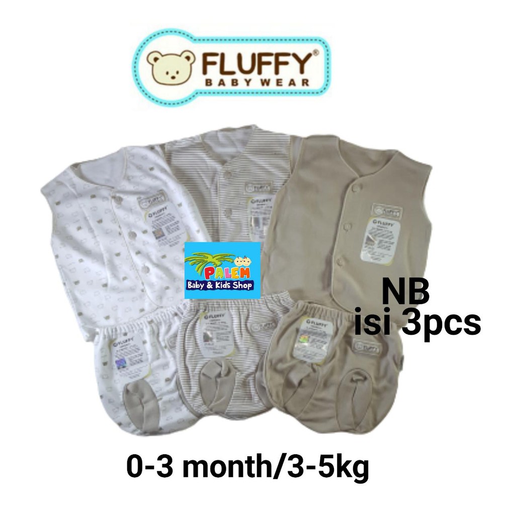 fluffy setelan baju kutung neci (3 stel) new born