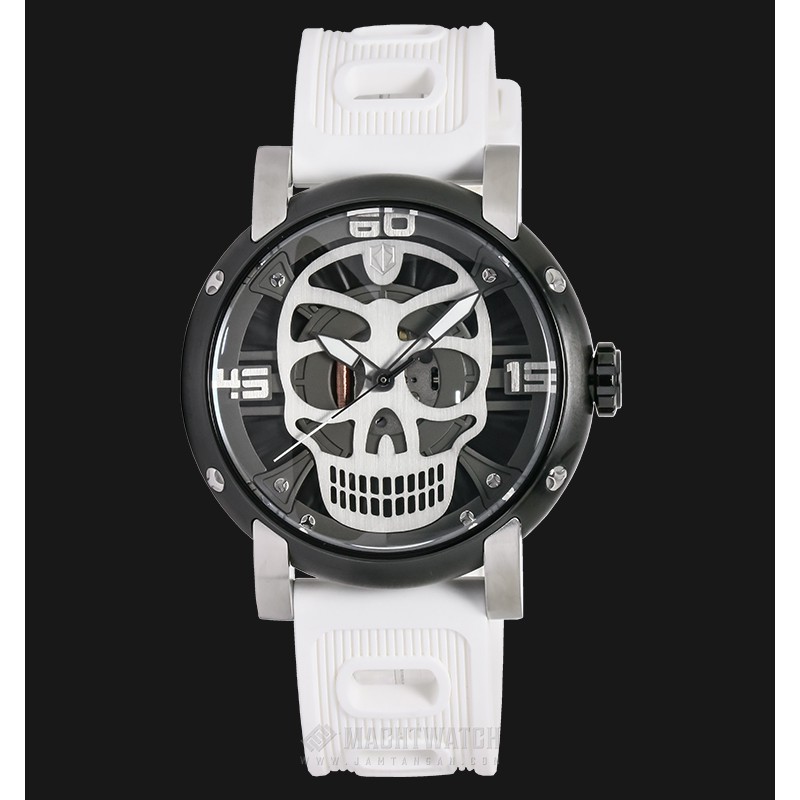 Expedition EXF-6722-MHRTBBAGY Man Skeleton Dial White Rubber Strap