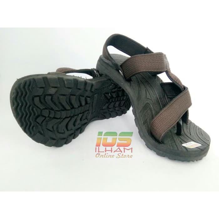 Sandal Gunung Dewasa HR Karet Hitam Cokelat Size 38-42