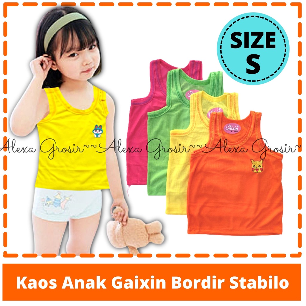 KAOS DALAM ANAK BORDIR WARNA STABILO BORDIR 0-6 BULAN GAIXIN SIZE S-ALEXA