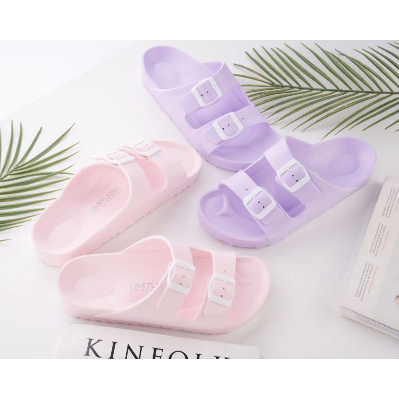 Sandal Wanita Strap Gesper Sandal Cewek Tali Slip On Sendal Cewe