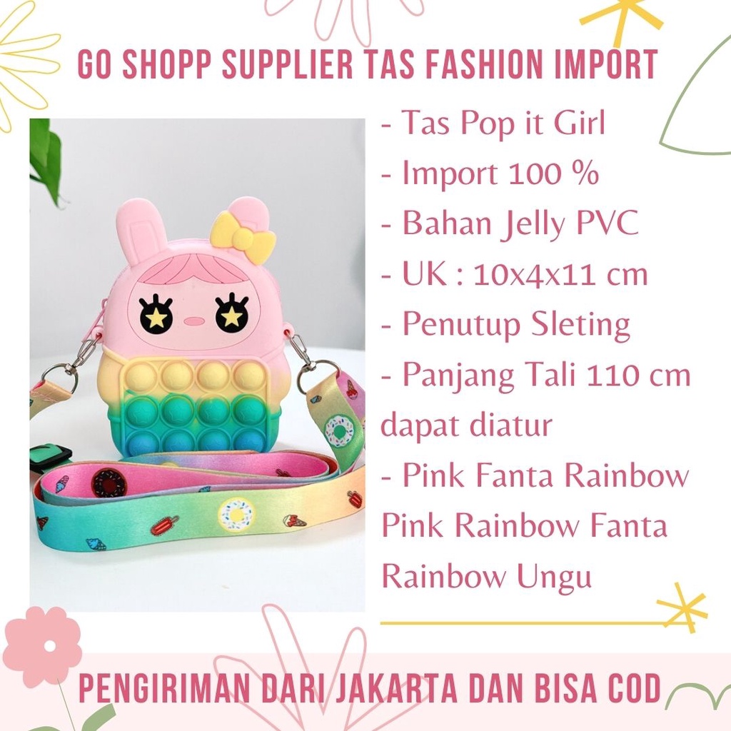 Tas Pop it Anak Lucu Import - Tas Selempang Anak Karakter Rabbit Girls - Tas Pop It Unicorn Terbaru Import - Tas Anak Lucu Pop It Fidget Toys [JL14]