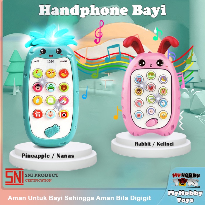 Mainan Bayi 1 Tahun 3 6 Bulan Hp Bentuk Boneka Kelinci Dan Nanas Kado Bayi Handphone Mainan Musik An