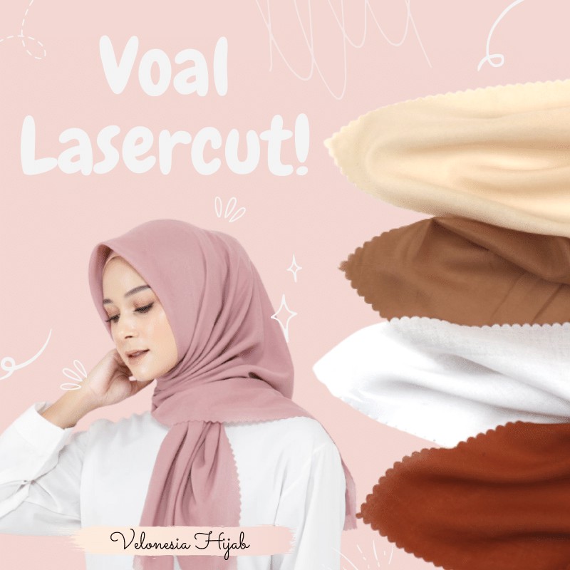 Kerudung Segi Empat Voal Polos Laser Cut Basic Voal Laser Cut Segi Empat Hijab Voal Lasercut