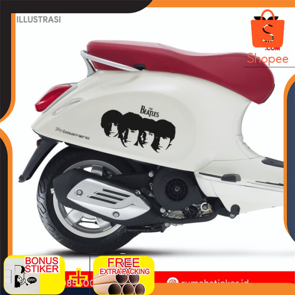 STICKER STIKER CUTTING THE BEATLES FULL FACE SILUET SCOOPY VESPA DLL Keren