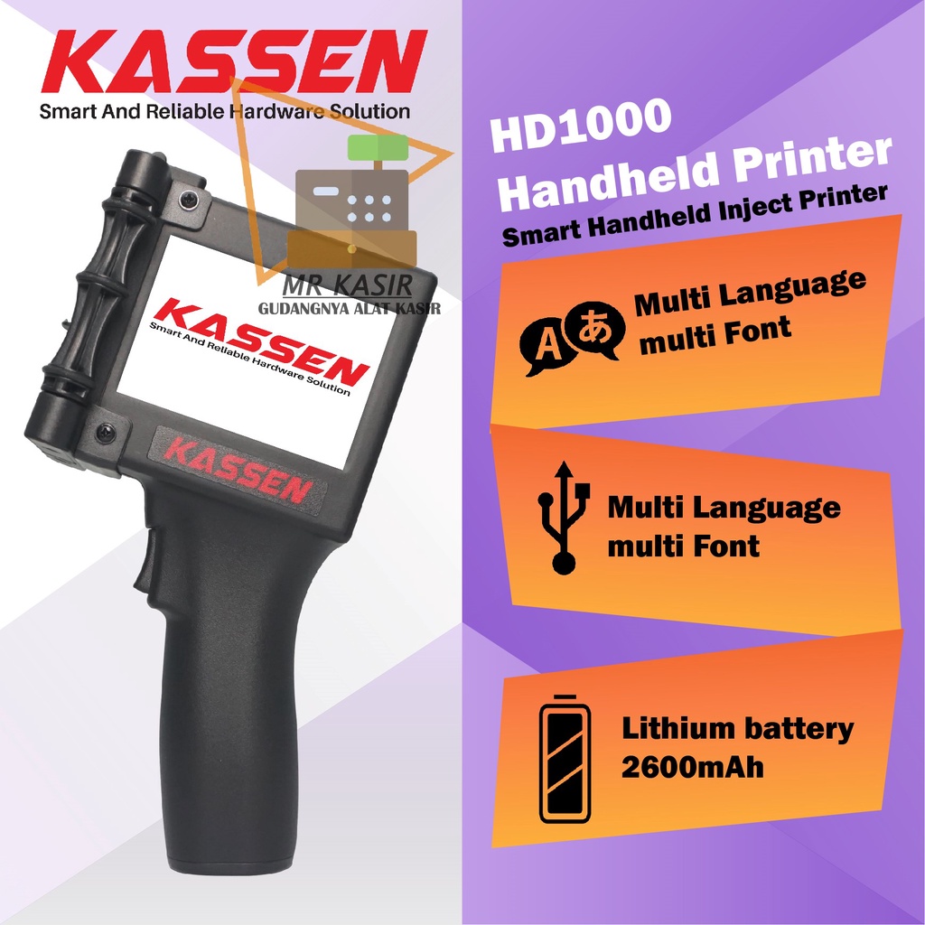 Kassen HD1000 - Smart Handheld Inkjet Portable Printer Tangan Cetak Expired Date dll
