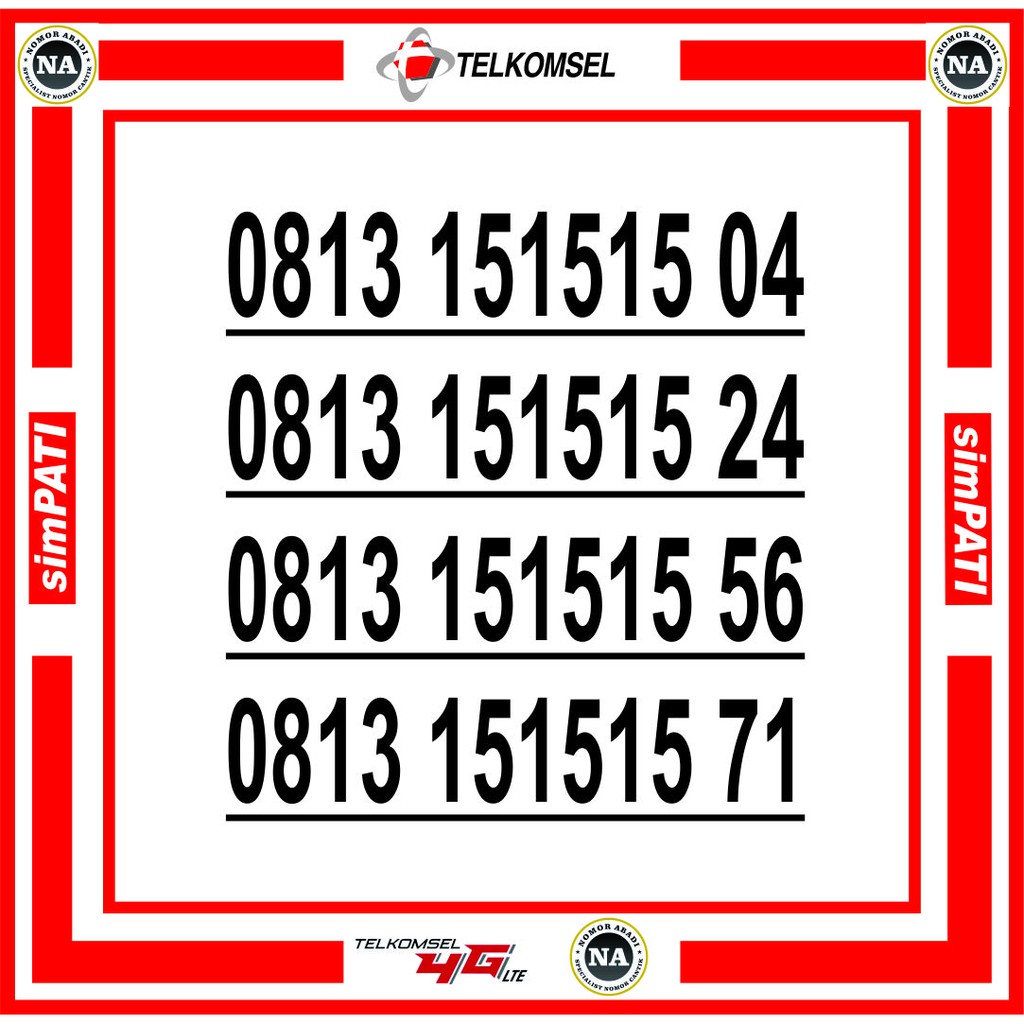 NOMOR CANTIK SIMPATI 4G 0813 1515 XXXX H400