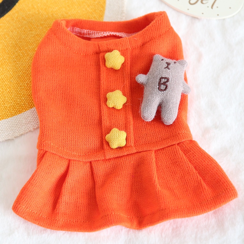 Baju Anjing Kucing Betina Tipe Dress Skirt Rajut Wool Bear B-Star