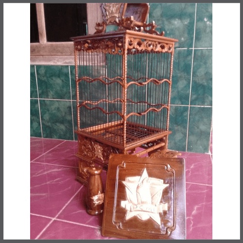 sangkar burung pleci jati ukir MJ12