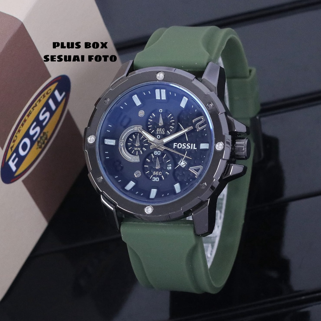 Jam Tangan Pria S41052L Tali Rubber Tanggal Aktif Chrono Variasi Free Box Exclusive &amp; Baterai