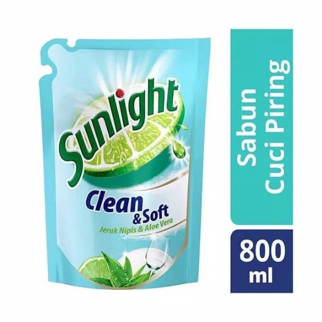 Sunlight 800 ml clean&soft sabun cuci piring sunligh 800ml clean soft dishwasher soap